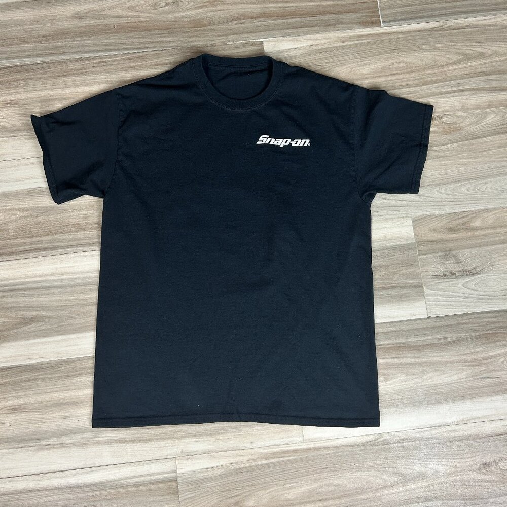 Snap On T Shirt Mens Size Large Black Double Sided Front Logo